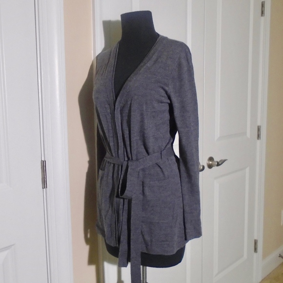TALBOTS 100% Merino Wool Boyfriend Belted Cardigan - Picture 3 of 6